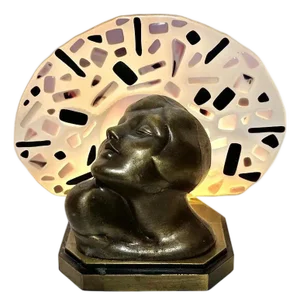 Mid 20th Century Art Deco Flapper Girl Bust Lamp: Hollywood Regency Revival