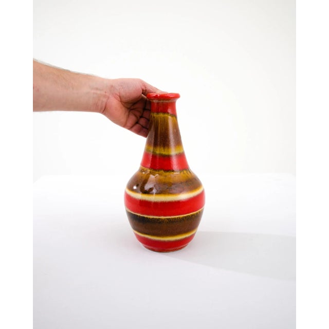 1960s Mid-Century Modern W. Germany Ceramic Jar Red & Gold For Sale - Image 4 of 10