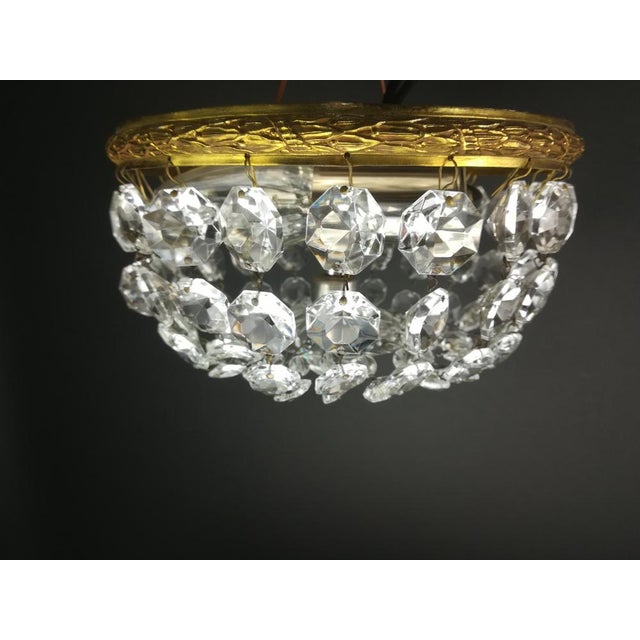 Metal French Lead Crystal Ceiling Lamp, 1920s For Sale - Image 7 of 7