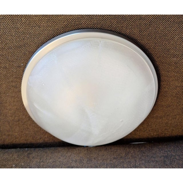 Vintage Ceiling Lamp with Stainless Steel Frame and White Mottled Glass Shade by Putzler, 2000s For Sale - Image 6 of 9