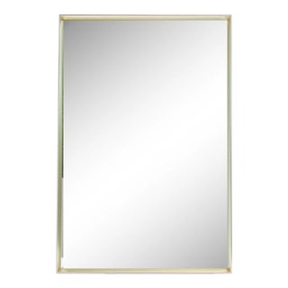 Vintage C.1970's Mid-Century LaBarge Brushed Brass Mirror With Inset Beveled Detail For Sale