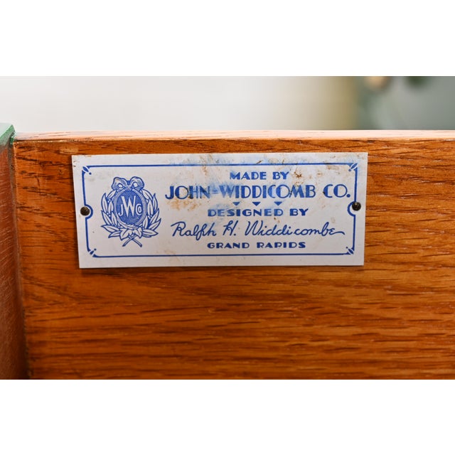 Green John Widdicomb Georgian Green Lacquered Eight-Drawer Double Dresser, Newly Refinished For Sale - Image 8 of 12