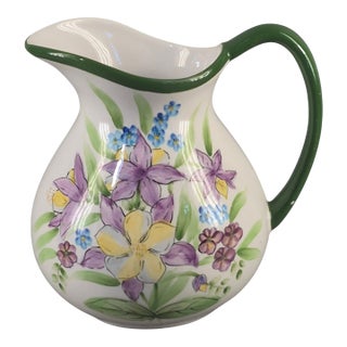 Vintage Beautiful Floral Country Style Pitcher For Sale