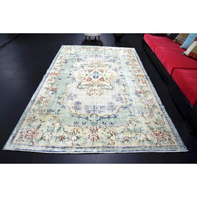 1960s Handmade wool and cotton rug in Turkish Anatolia Carpet, Vintage Oushak Rug, Turkish Vintage Anatolian Rug, Handmade...