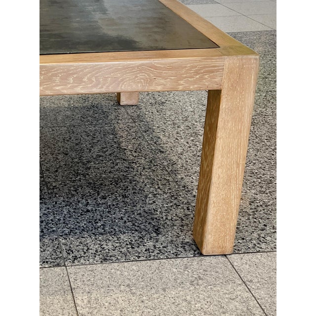 Vintage Oak & Steel Top Square Coffee Table For Sale - Image 11 of 12