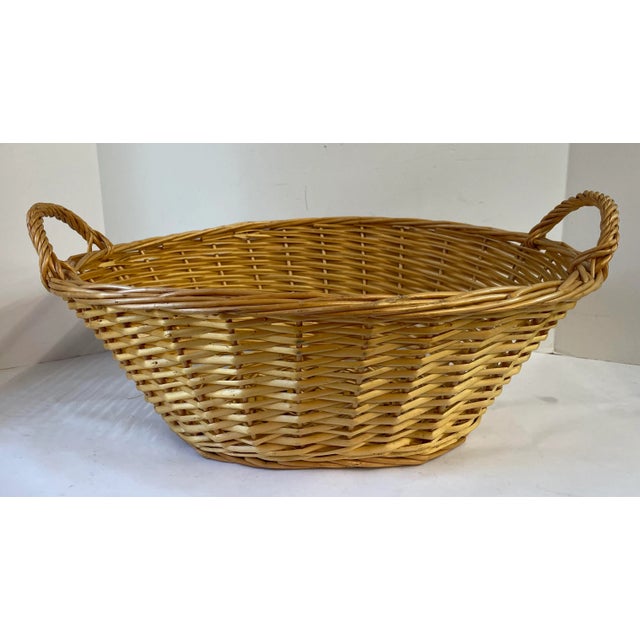 Boho Chic Nice Vintage Wicker Handled Basket For Sale - Image 3 of 9