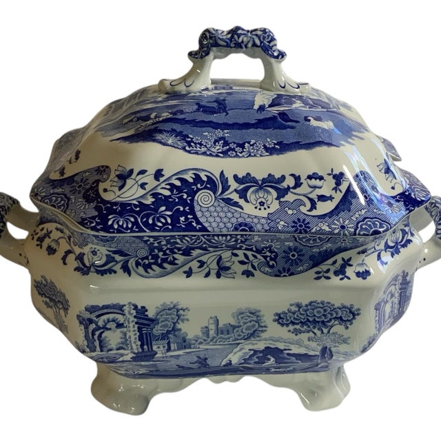 Ceramic Vintage Authentic Spode Blue Italian Large Soup Tureen W/Lid England c.2000-2009 For Sale - Image 7 of 9