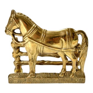 Vintage Brass Horse Letter Holder Mail Rack Equestrian Desk Decor Perseverantia Omnia Vincit For Sale