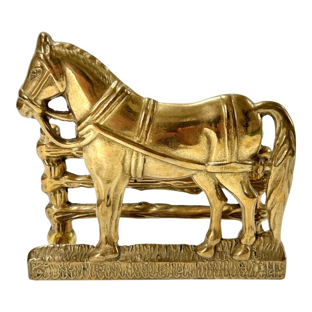 Vintage Brass Horse Letter Holder Mail Rack Equestrian Desk Decor Perseverantia Omnia Vincit For Sale