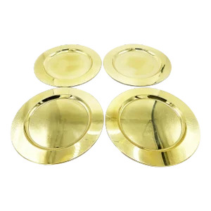 Mid-Century Modern Large Hand Polished Solid Brass Plates - 4 Pieces