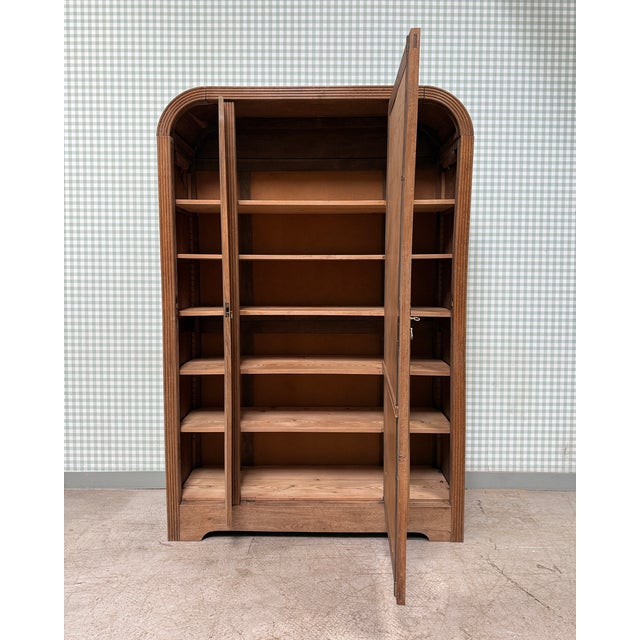 Tan Vintage Art Deco Oak Wardrobe, 1930s For Sale - Image 8 of 11