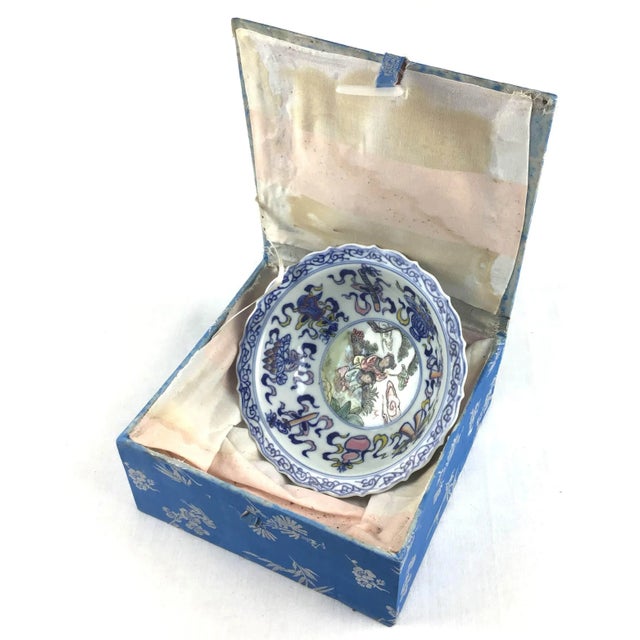 Antique Chinese Porcelain Bowl with Silk Box For Sale - Image 10 of 13