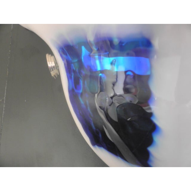 Murano White & Blue Wall Lights, 1980s, Set of 2 For Sale - Image 4 of 11
