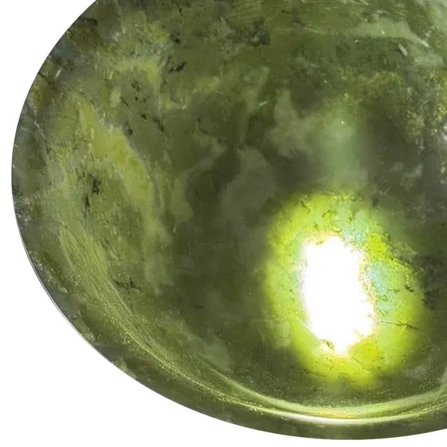 Textile Antique Chinese Carved Spinach Jade Bowl For Sale - Image 7 of 11
