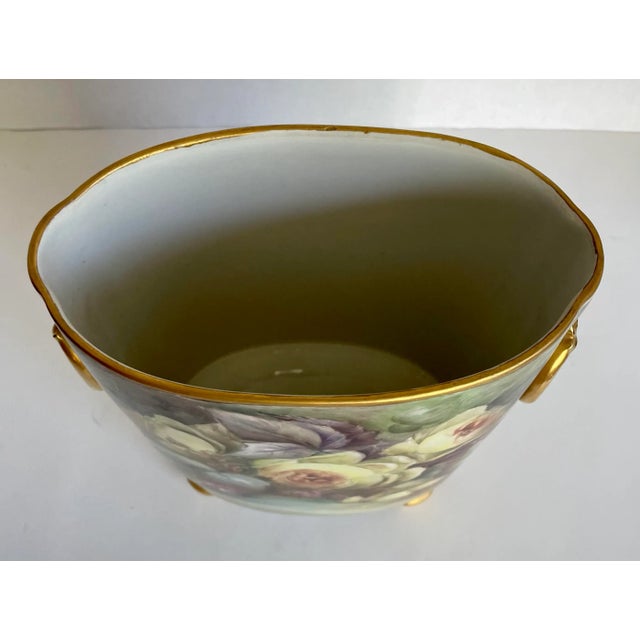 English Antique Guerin Limoges Porcelain Cachepot Vase For Sale - Image 3 of 13