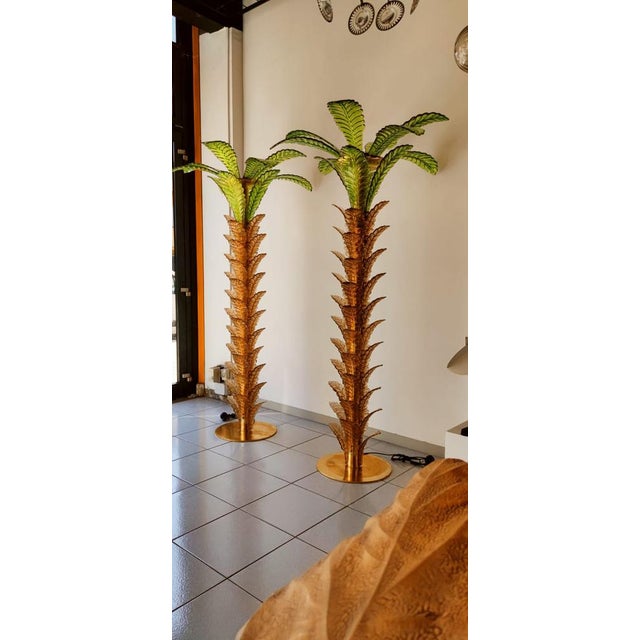 Palm Tree Floor Lamps in Brass & Murano Glass, Set of 2 For Sale - Image 11 of 17