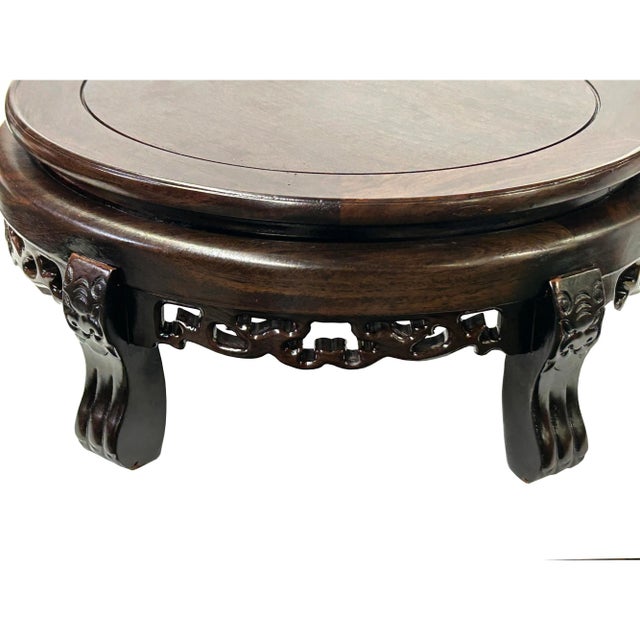 12.75" Chinese Brown Wood Round Table Top Stand Display Easel For Sale - Image 4 of 5