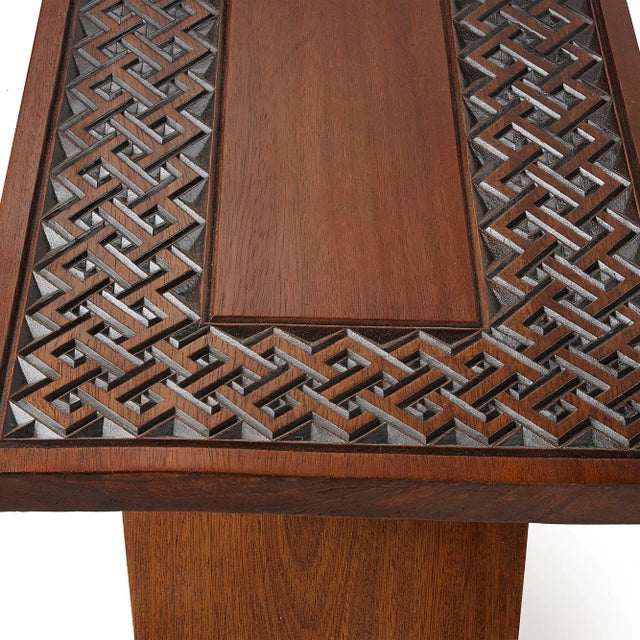 Mid 20th Century Mid 20th Century Vintage Hand Carved Oak Coffee Table For Sale - Image 5 of 5