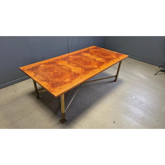 Vintage Burl Wood and Brass Dining Table from Belgochrom, 1970s For Sale - Image 3 of 11