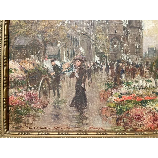 Georges Stein, Flower Market, Quai De l'Horloge Paris, Oil on Panel, Framed For Sale - Image 5 of 9