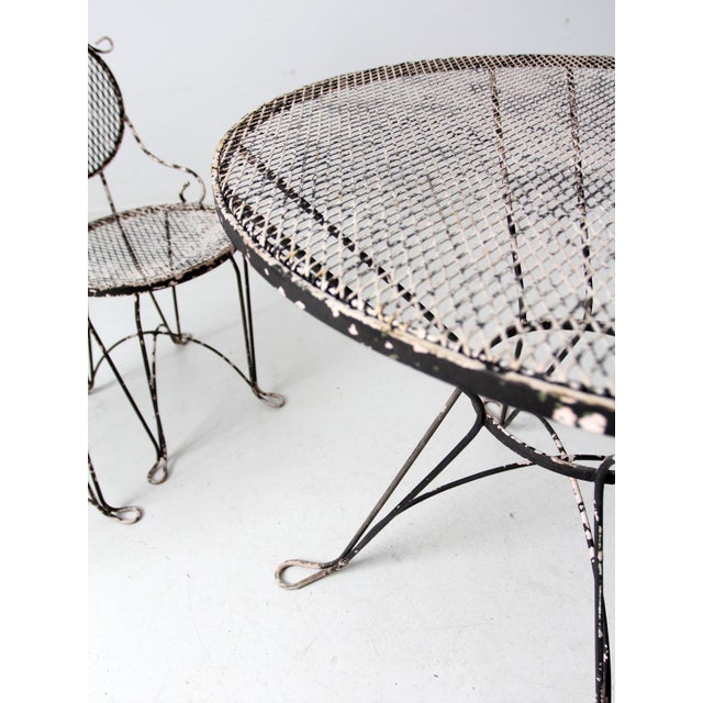 Mid-Century Wrought Iron Patio Set Table and Four Chairs For Sale - Image 14 of 18