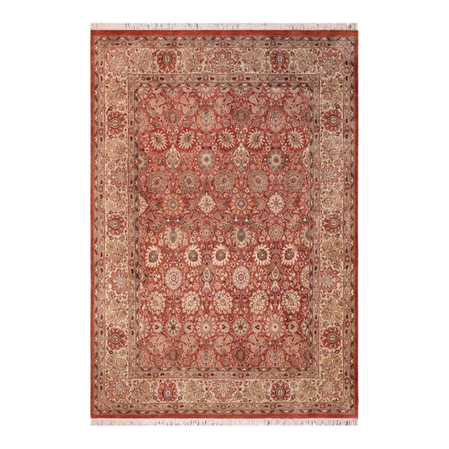 Shabby Chic 1990's Pak-Persian Rust/Beige Wool Rug - 8'1'' X 10'3'' For Sale
