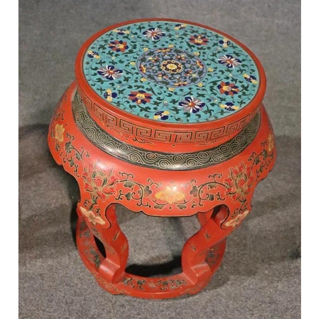 Figurative Cloisonné Stool or Plant Stands - Hand Painted, a Pair For Sale - Image 3 of 13