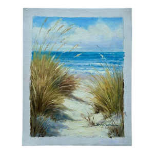 Serene Beach Dune Grasses Scene Oil Painting on Canvas, Unstretched, by Mariella