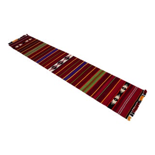 1990s Hand Made Short Narrow Runner Rug Turkish Kilim Hallway Rug - 1′11″ × 9′7″ For Sale