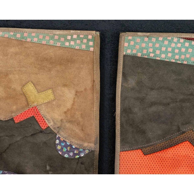 1990s Giorgio Saporiti Leather Patchwork Tapestry, 1991 For Sale - Image 5 of 10
