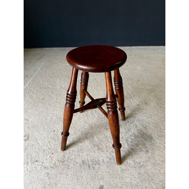 Vintage French Provincial Design Turned Stool. Made in France, 1940's period. Beautifully fruitwood turned 4 legs and...
