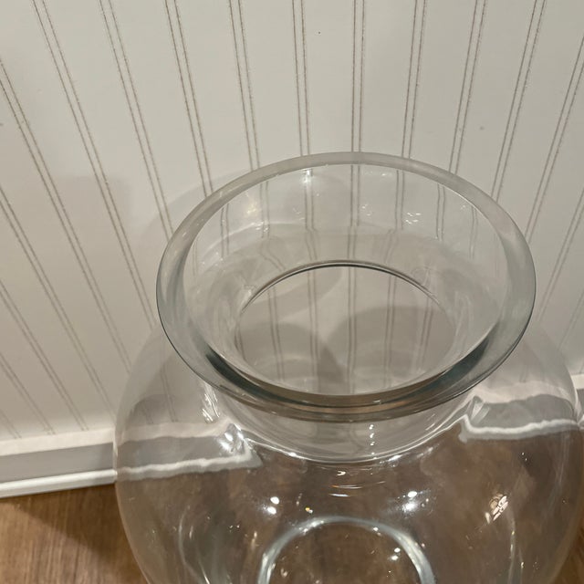 Large Heavy Clear Glass Vase For Sale - Image 4 of 6