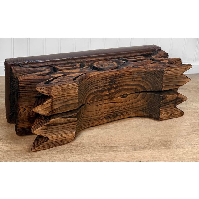 Vintage Witco Tiki Carved Wood Bench For Sale - Image 11 of 11