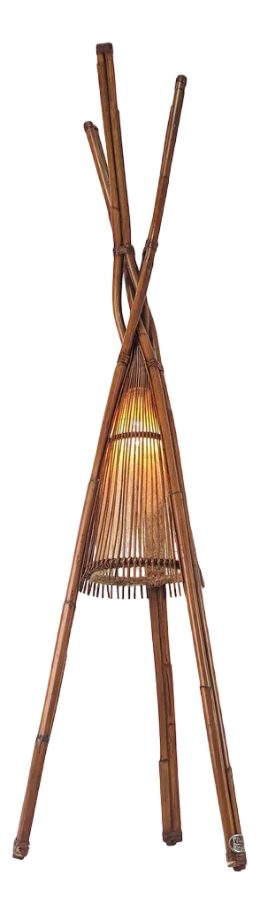 Floor Lamp in Bamboo by Ramón Castilano for Kalmar, 1970s