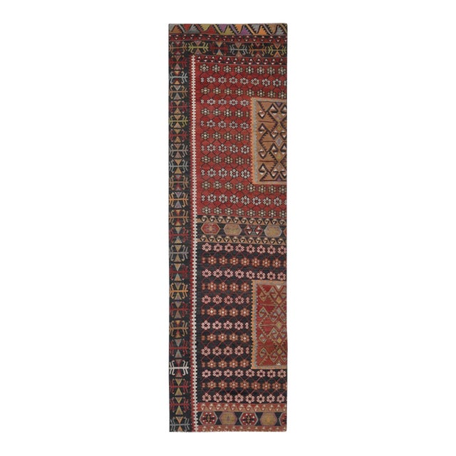 1970s Vintage Handmade Wool Cotton Red Runner Rug For Sale