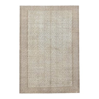 Antique Sivas Turkish Rug – Faded Ivory & Light Brown Allover Design For Sale