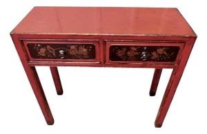 Oriental Red Lacquered Side Table