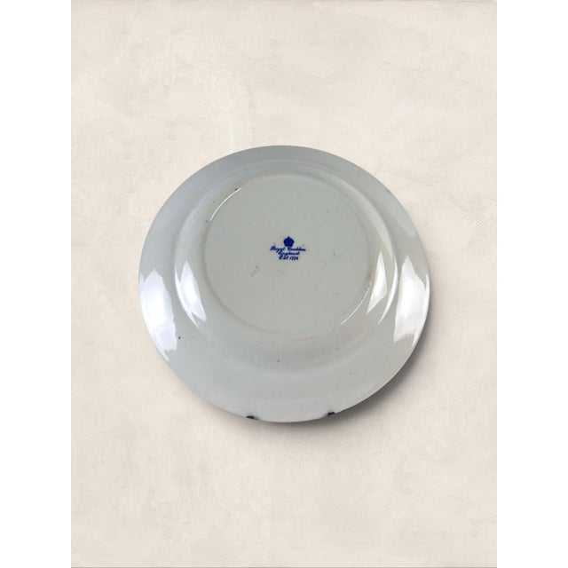 Ceramic Antique English Royal Croydon 'Cromer' Blue Transferware Side Plates (5 Of) For Sale - Image 7 of 11