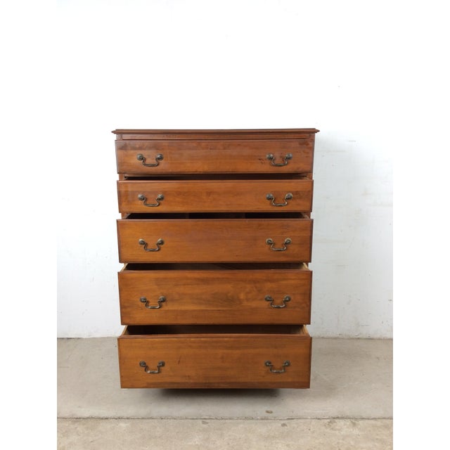 American Mid Century Colonial Revival Highboy Dresser With Stow Away Writing Desk For Sale - Image 3 of 12
