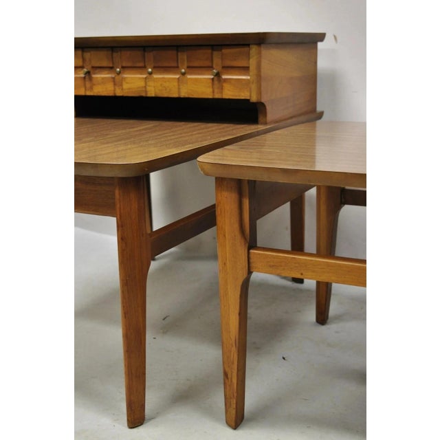 Mersman Mid Century Modern Walnut and Laminate Step Up Side End Tables - A Pair For Sale In Philadelphia - Image 6 of 12