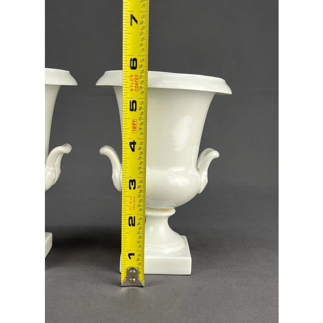 1990s Vintage Ceralene a Raynaud Limoges France White Porcelain 5 3/4" Urn Vases: For Sale - Image 5 of 6