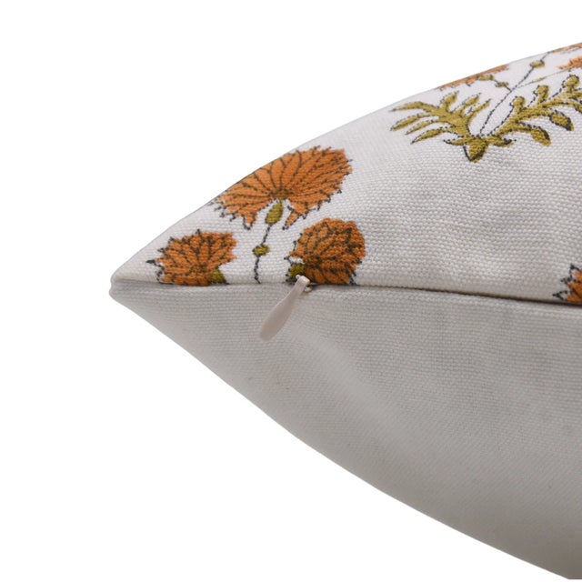Art Deco Fabdivine Handcrafted Block Print Cushion Cover 24x24 Inch Thick Cotton White-Rishi For Sale - Image 3 of 4