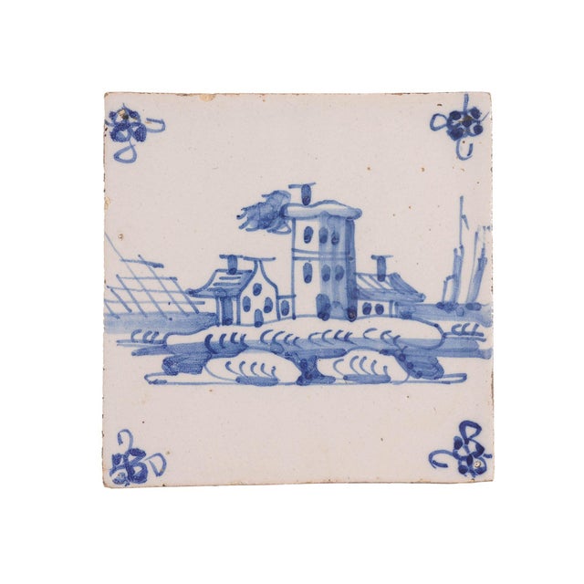 Pair of Delft Faience Tiles in Cobalt Blue, C. 1700's For Sale In Chicago - Image 6 of 8