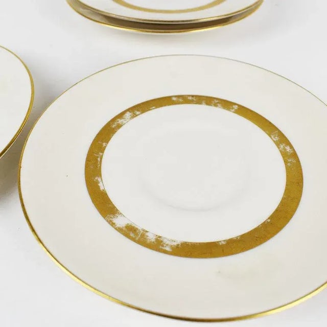 Theodore Haviland Gotham Ceramic Saucers in White and Gold - Set of 10 For Sale - Image 9 of 10