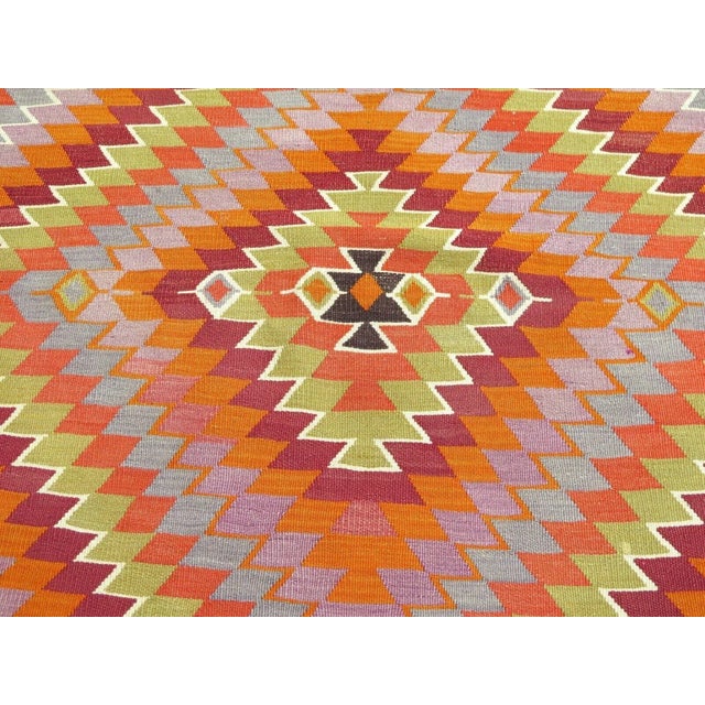 Pink Vintage Turkish Kilim Rug - 65" X 118" For Sale - Image 8 of 11