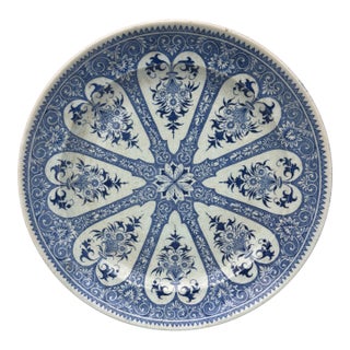 19th Century French Blue & White Faience Dinner Plate Sarreguemines For Sale