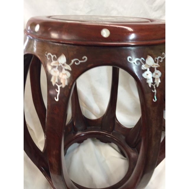 Pair of Inlaid Chinese Rosewood Drum Stools Mother of Pearl Chairish