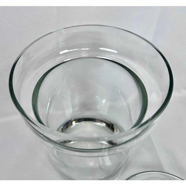 Glass Vintage Blown Clear Glass 2 Pce. Champagne/Wine Cooler With Removable Collar For Sale - Image 7 of 11