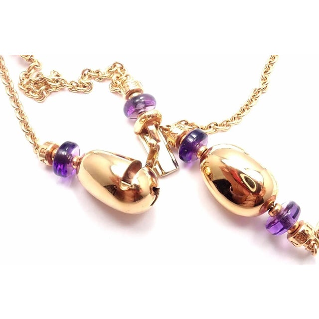 Bulgari Mediterranean Eden Sautoir 18k gold amethyst ceramic necklace For Sale In Philadelphia - Image 6 of 11