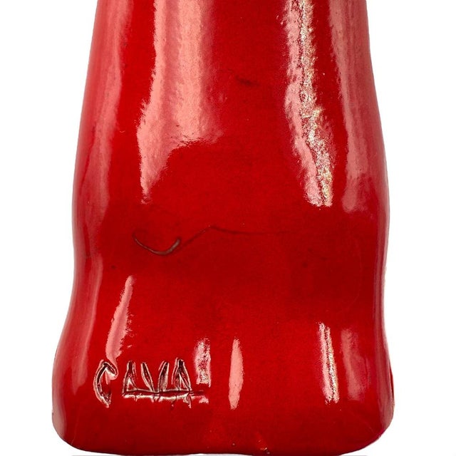 Red Vintage Ceramic La Linea Figurines in Red by Osvaldo Cavandoli, 1960s, Set of 5 For Sale - Image 8 of 11